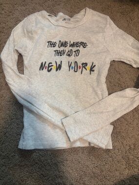 On Fire Light Gray Ribbed Graphic Long Sleeve Top